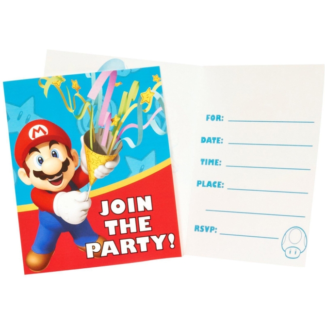 8 Invitations Super Mario & Luigi 