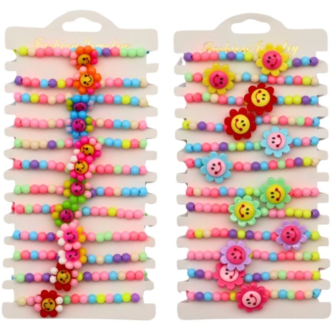 1 Bracelet Perles Fleurs 