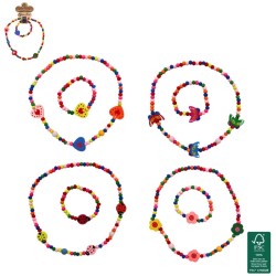 1 Parure de Bijoux avec Collier et Bracelet en Bois - 20 cm. n�1