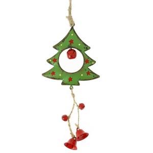 Grande Suspension Sapin  clochettes (16 cm) - Mtal