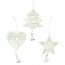 6 Suspensions Coeur/Etoile/Sapin Blanc (6 cm) - Mtal