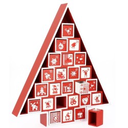 Calendrier de l Avent Sapin Rouge / Blanc (37 cm) - Bois. n1