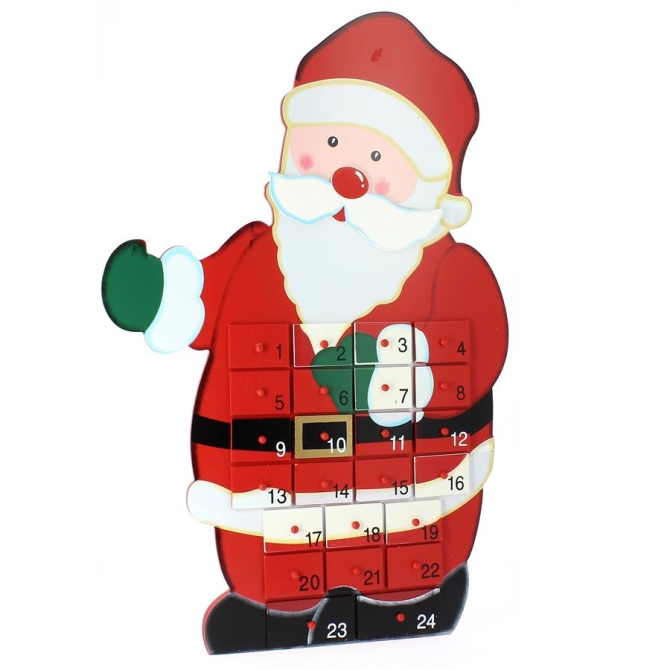 Calendrier de l Avent P�re No�l Maxi (50 cm) - Bois 