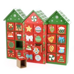 Calendrier de l Avent 3 Maisons Rouge (24 cm) - Bois. n2