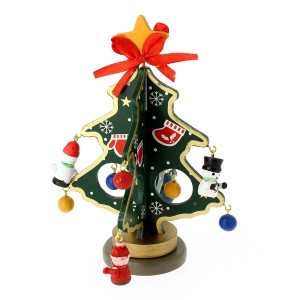 Petit Sapin de Table Vert 13 dcors (15 cm) - Bois