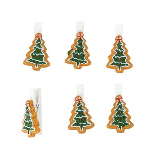 6 Pinces Sapin de Nol (3, 5 cm) - Rsine 