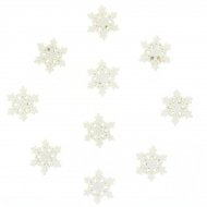 10 Minis Flocons Glitter Blanc Autocollants (3 cm) - Résine