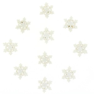 10 Minis Flocons Glitter Blanc Autocollants (3 cm) - Résine