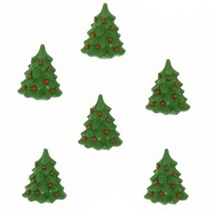 6 Mini Sapins de Nol Autocollants (3,5 cm) - Rsine