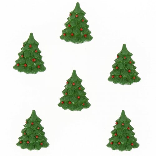 6 Mini Sapins de Nol Autocollants (3,5 cm) - Rsine 
