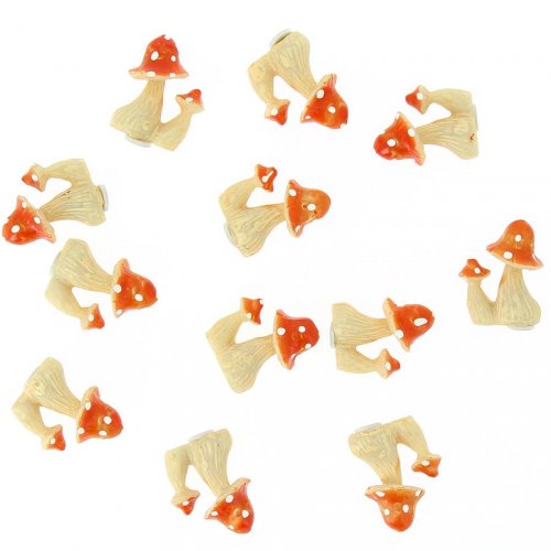 12 Petits Champignons autocollants (3 cm) - Rsine 