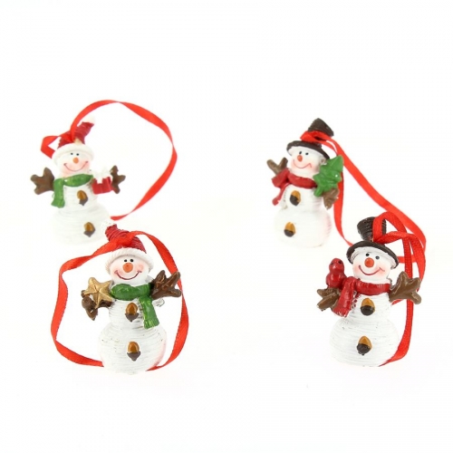 4 Mini Suspensions Bonhomme de Neige (5 cm) - Rsine 