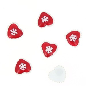 6 Coeurs Rouge Autocollants (3 cm) - Résine