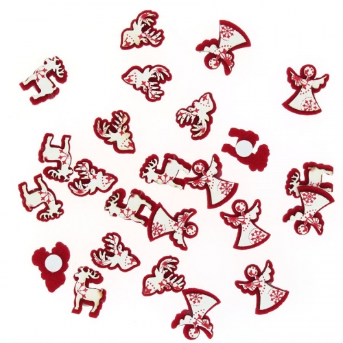 24 Minis Assortiments Nol Autocollants (3 cm) - Bois/Feutrine 