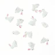 12 Minis Lapins Blanc Autocollants (2 cm) - Résine