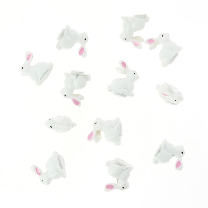 12 Minis Lapins Blanc Autocollants (2 cm) - Rsine 