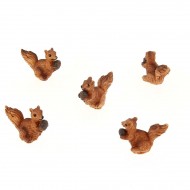 5 Minis Ecureuils  (2 cm) - Résine