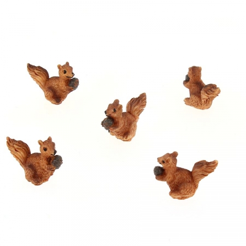 5 Minis Ecureuils  (2 cm) - Résine 