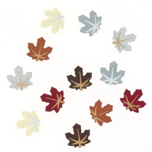 12 Minis Feuilles D'Automne ( 2 cm) - Bois