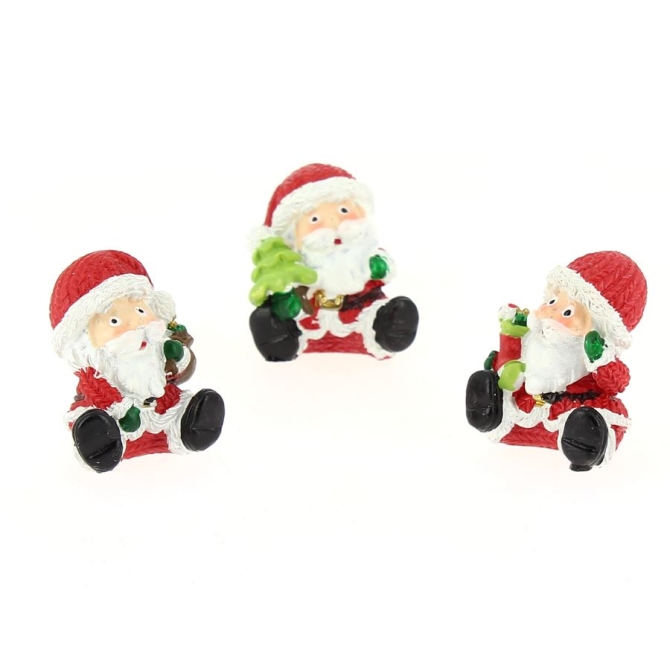 1 Père-Noël Assis (3 cm) à Poser - Résine 