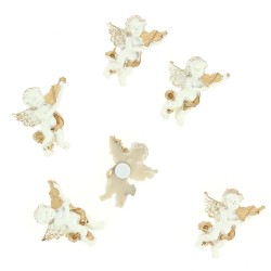 6 Mini Anges Blanc / Or - Autocollants (3, 5 cm) - Rsine. n1