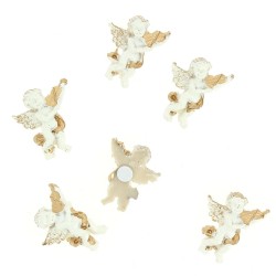 6 Mini Anges Blanc / Or - Autocollants (3, 5 cm) - Résine. n°1