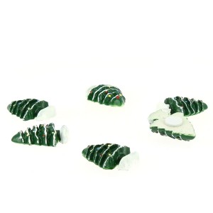 6 Mini Sapins - Autocollants (3 cm) - Résine