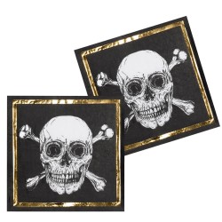 20 Serviettes Pirate Noir / Or. n1