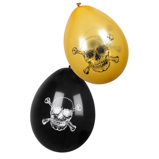6 Ballons Pirate Noir / Or 