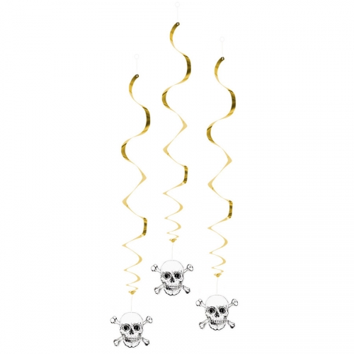 3 Guirlandes Spirales Pirate Noir / Or 