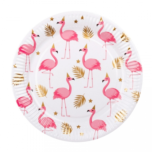 10 Assiettes Flamant Rose 