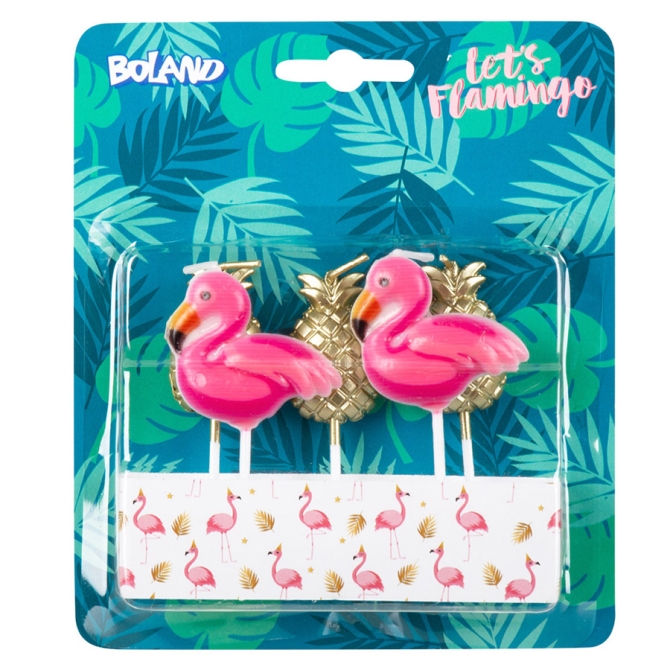 5 Bougies Flamant Rose / Ananas 