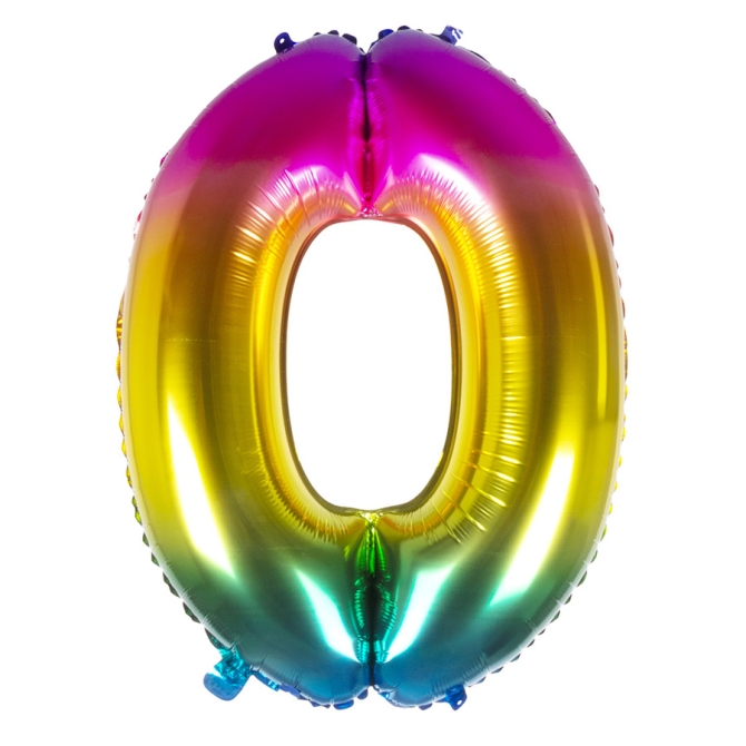 Ballon Gant Arc-en-ciel Chiffre 0 - 86 cm 