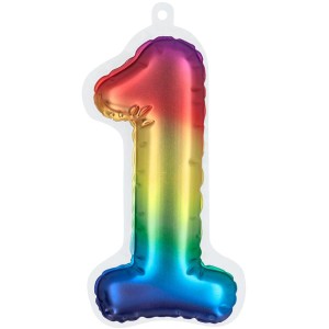 Sticker Chiffre 1 (20 cm) Arc-en-Ciel - Effet Ballon