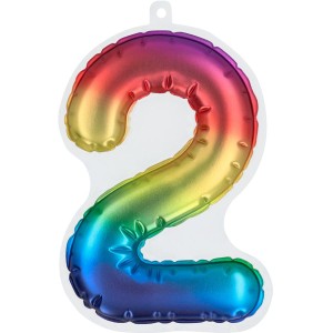 Sticker Chiffre 2 (20 cm) Arc-en-Ciel - Effet Ballon