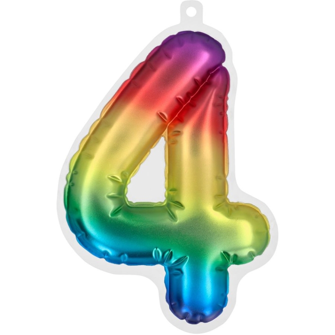 Sticker Chiffre 4 (20 cm) Arc-en-Ciel - Effet Ballon 