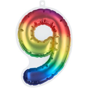 Sticker Chiffre 9 (20 cm) Arc-en-Ciel - Effet Ballon