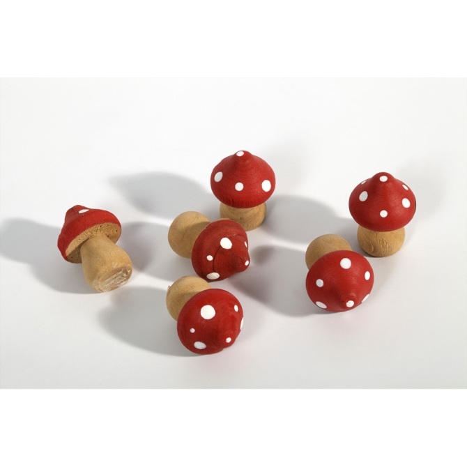 6 Mini champignons en Bois (3 cm) 