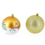 6 Boules de Noël Décors et Glitter (8 cm) - Or