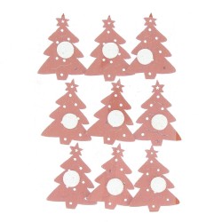 9 Stickers Sapins Glitter Orange (4 cm) - Bois. n2