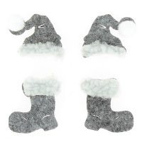 10 Dcos Bottes et Bonnets Gris (4 cm) - Feutrine