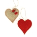 2 Coeurs à Suspendre (8 cm) - Feutrine et Toile naturelle. n°1