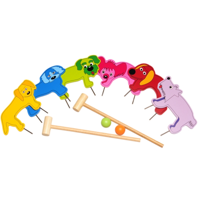 Jeu de Croquet Chiens en bois 