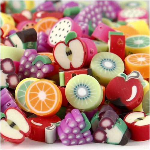 20 Perles plates Fruits (1 cm) - Polymère 