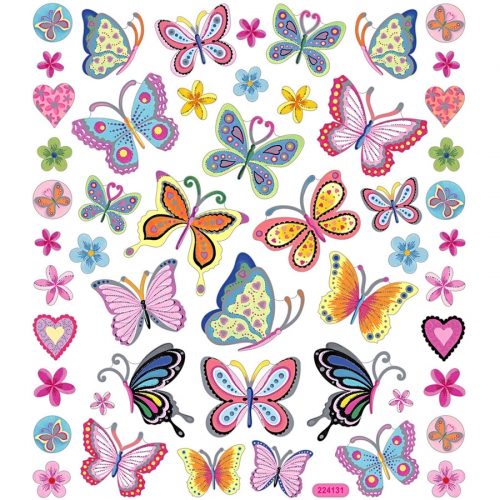 Planche Stickers Papillons  Fleurs 