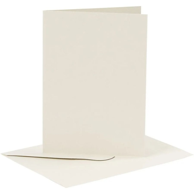 6 Cartes  +  Enveloppes - Blanc Cass 