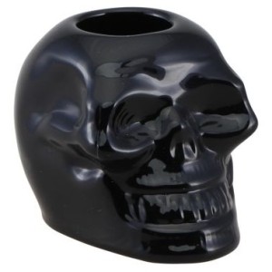 Bougeoir Tête de Mort Noir pour Bougie Flambeau