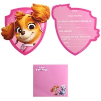 8 Invitations Pat Patrouille Rose