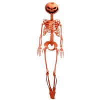 Squelette Articul� � T�te de Citrouille Orange - Summerween - 1 m
