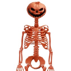 Squelette Articul� � T�te de Citrouille Orange - Summerween - 1 m. n�1
